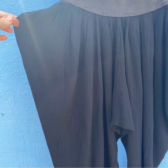 Vintage 80’s boho drop crotch black pants, hip hop pants, elastic waist, size M - Picture 4 of 8